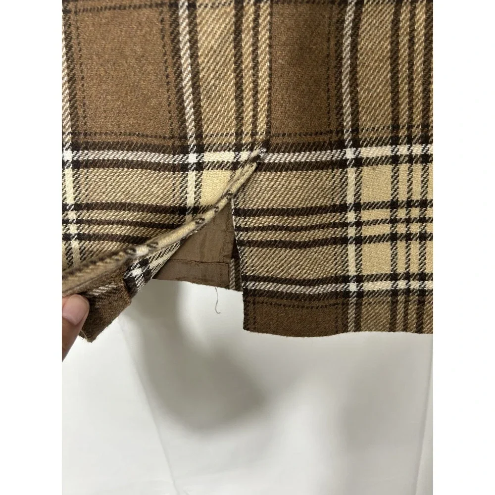 JGH Vintage Womens Wool Twill Brown Plaid Skirt‎ Size M Academia Preppy Heritage